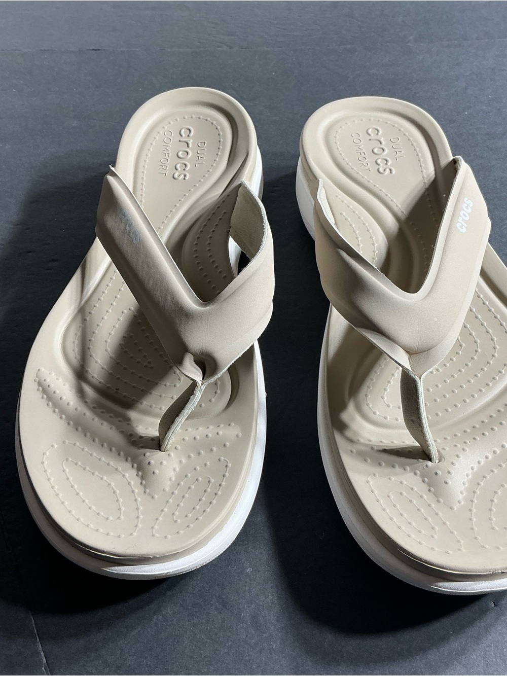 CROCS womens Beige (Light Tan) Flip Sandals